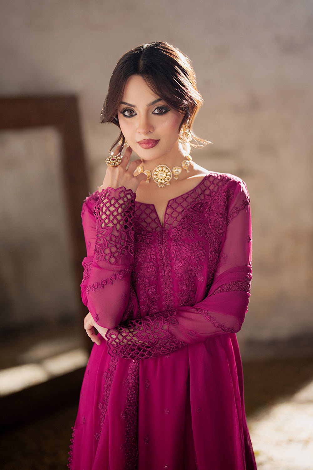 Azure 3 Piece Custom Stitched Suit - Magenta - LB289325