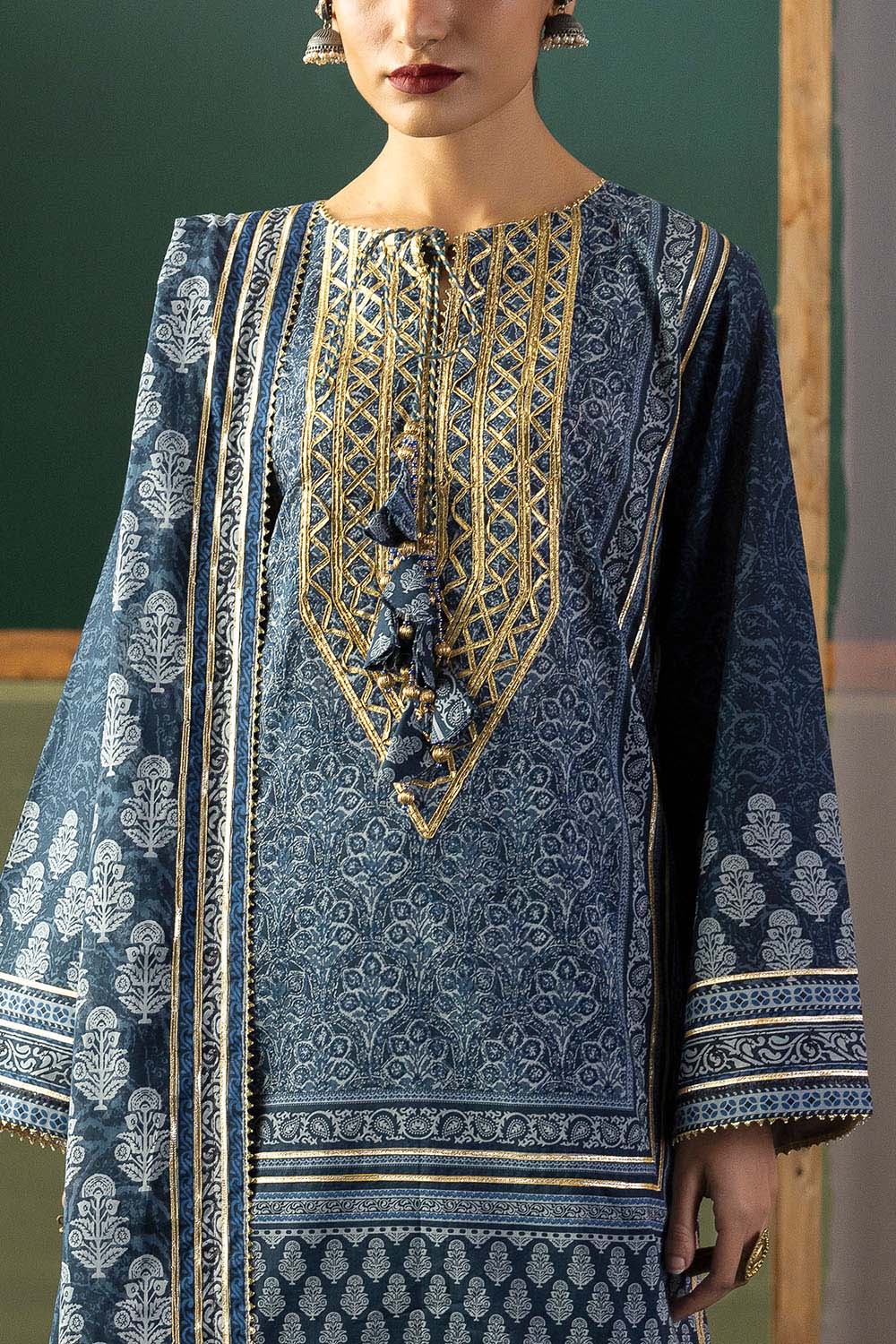 Gul Ahmed 3 Piece Custom Stitched Suit - Blue - LB31355