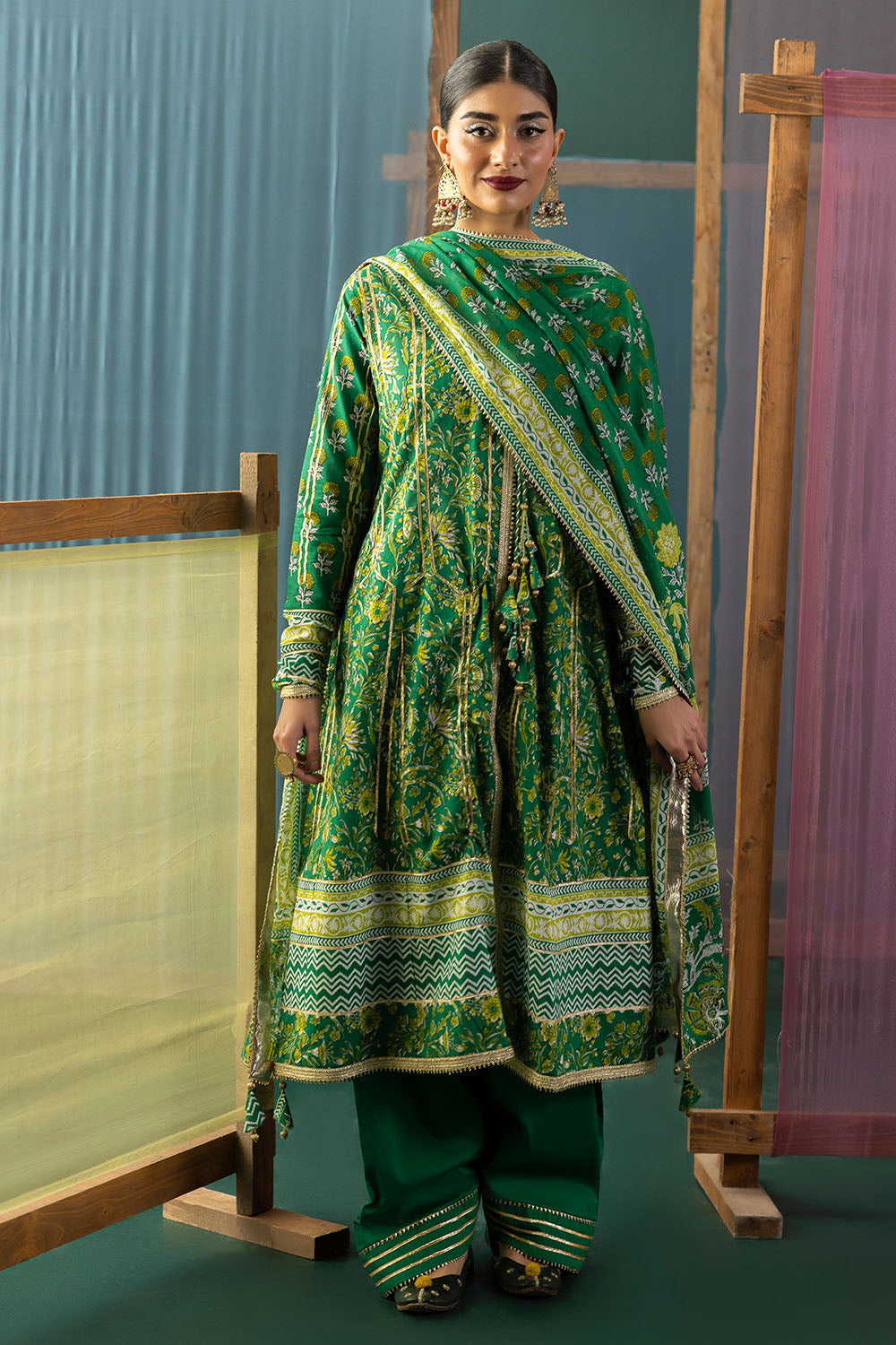 Gul Ahmed 3 Piece Custom Stitched Suit - Green - LB31367