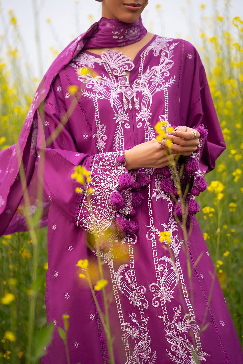 Gul Ahmed 3 Piece Custom Stitched Suit - Purple - LB31204