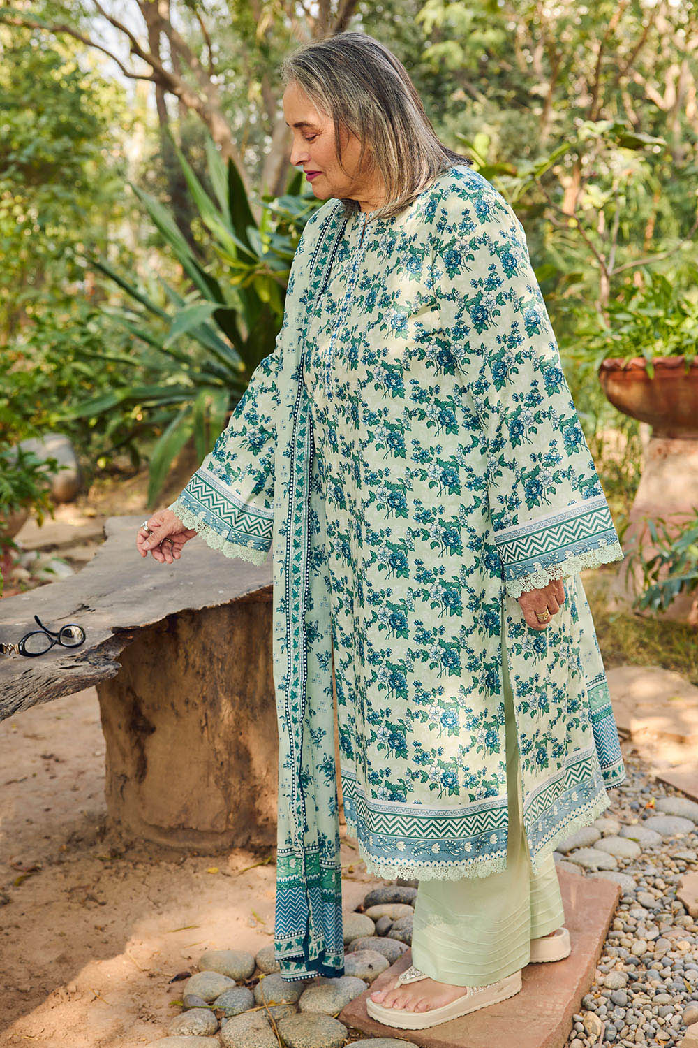 Gul Ahmed 3 Piece Custom Stitched Suit - Green - LB31515