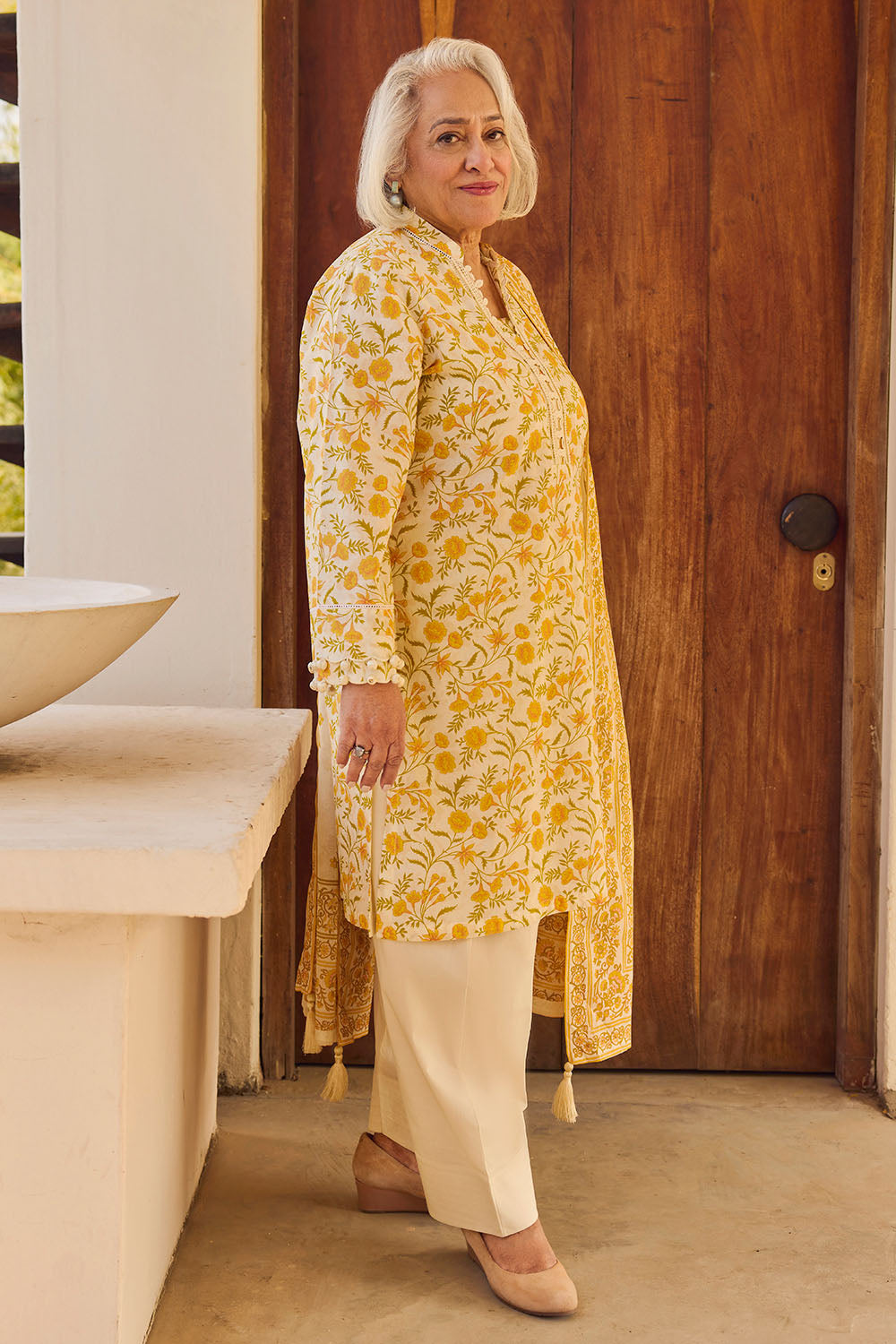 Gul Ahmed 3 Piece Custom Stitched Suit - Yellow - LB31497