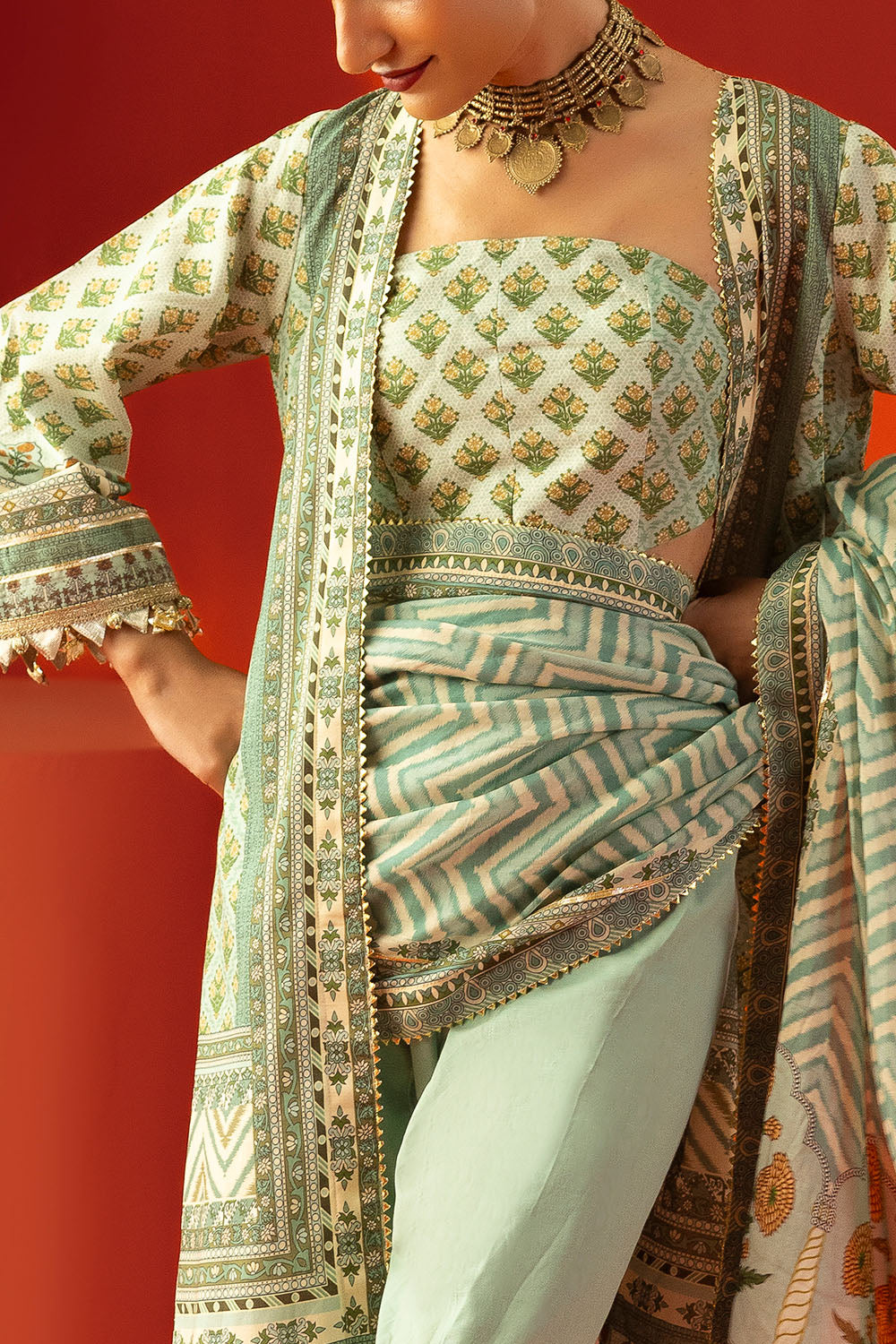 Gul Ahmed 3 Piece Custom Stitched Suit - Green - LB31362