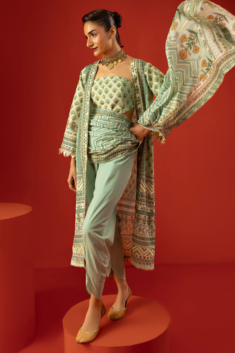Gul Ahmed 3 Piece Custom Stitched Suit - Green - LB31362