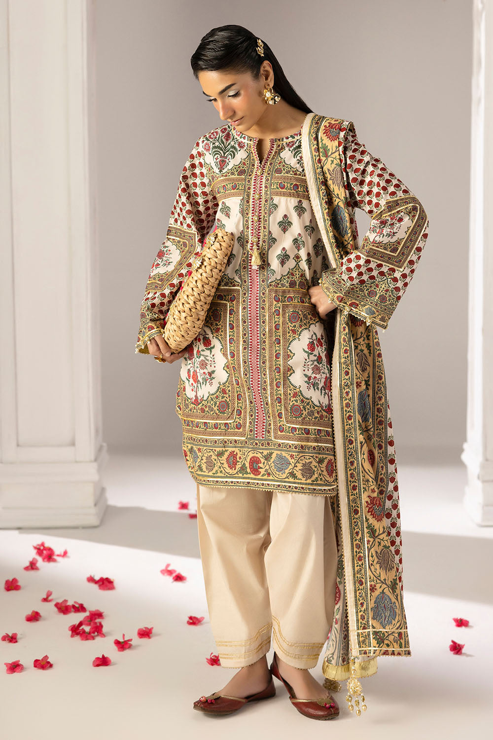 Gul Ahmed 3 Piece Custom Stitched Suit - Beige - LB31361
