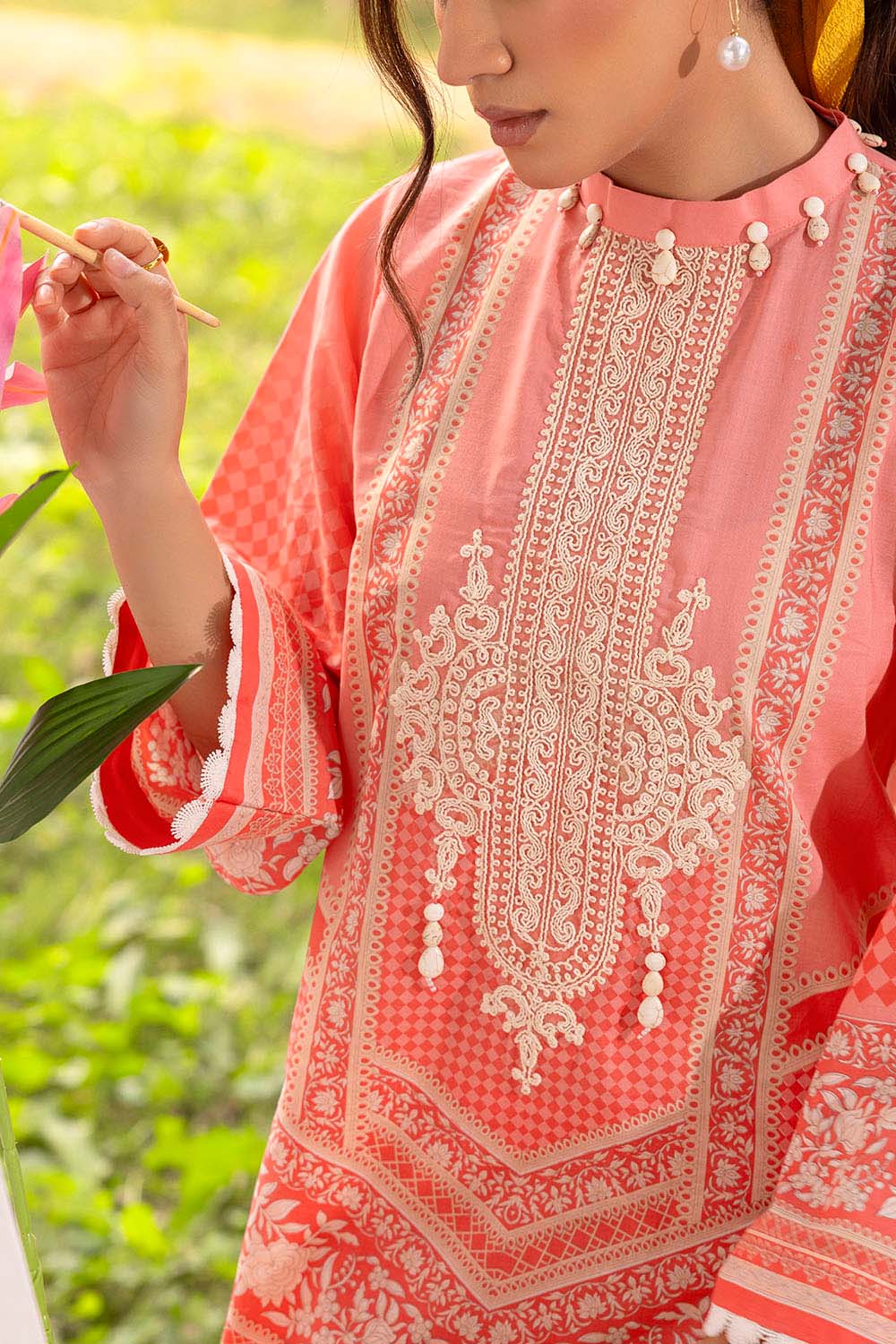 Gul Ahmed 3 Piece Custom Stitched Suit - Peach - LB31203