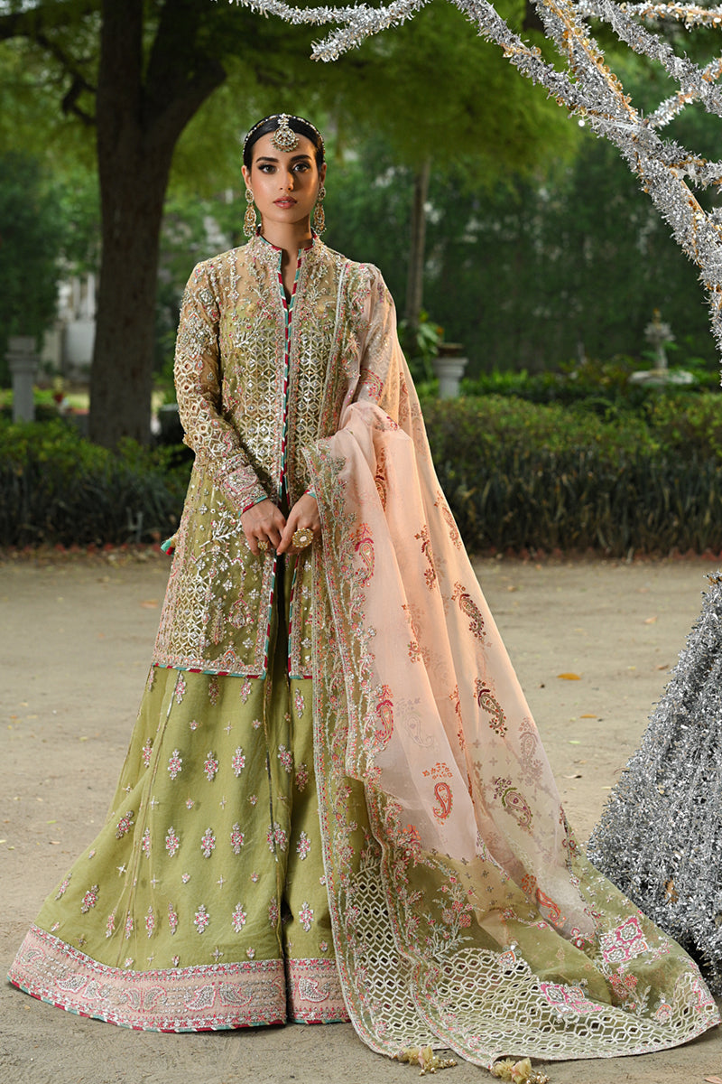 Qalamkar 3 Piece Custom Stitched Suit - Green - LB287821