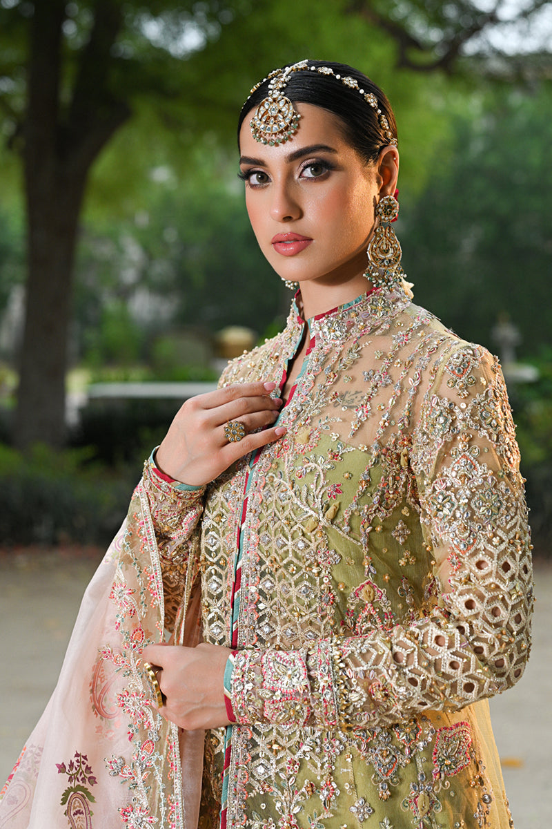 Qalamkar 3 Piece Custom Stitched Suit - Green - LB287821