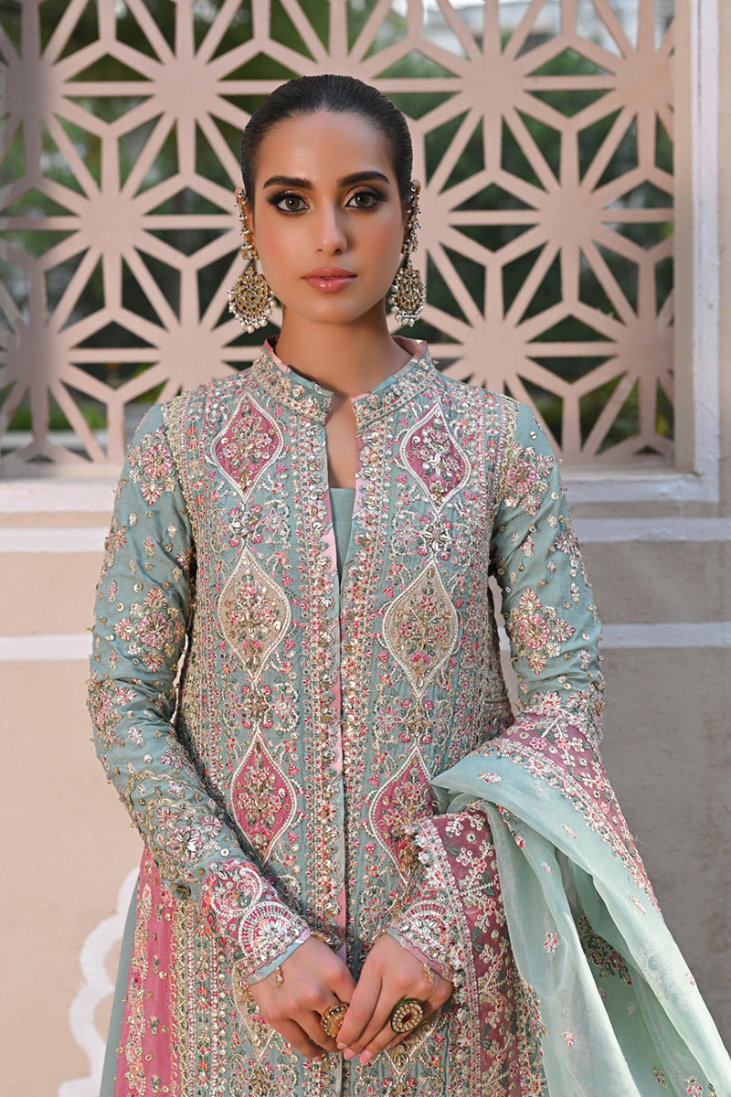 Qalamkar 3 Piece Custom Stitched Suit - Blue - LB287819