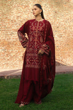 Libasco Zara Shahjahan 3 Piece Custom Stitched Suit - Red - LB288937