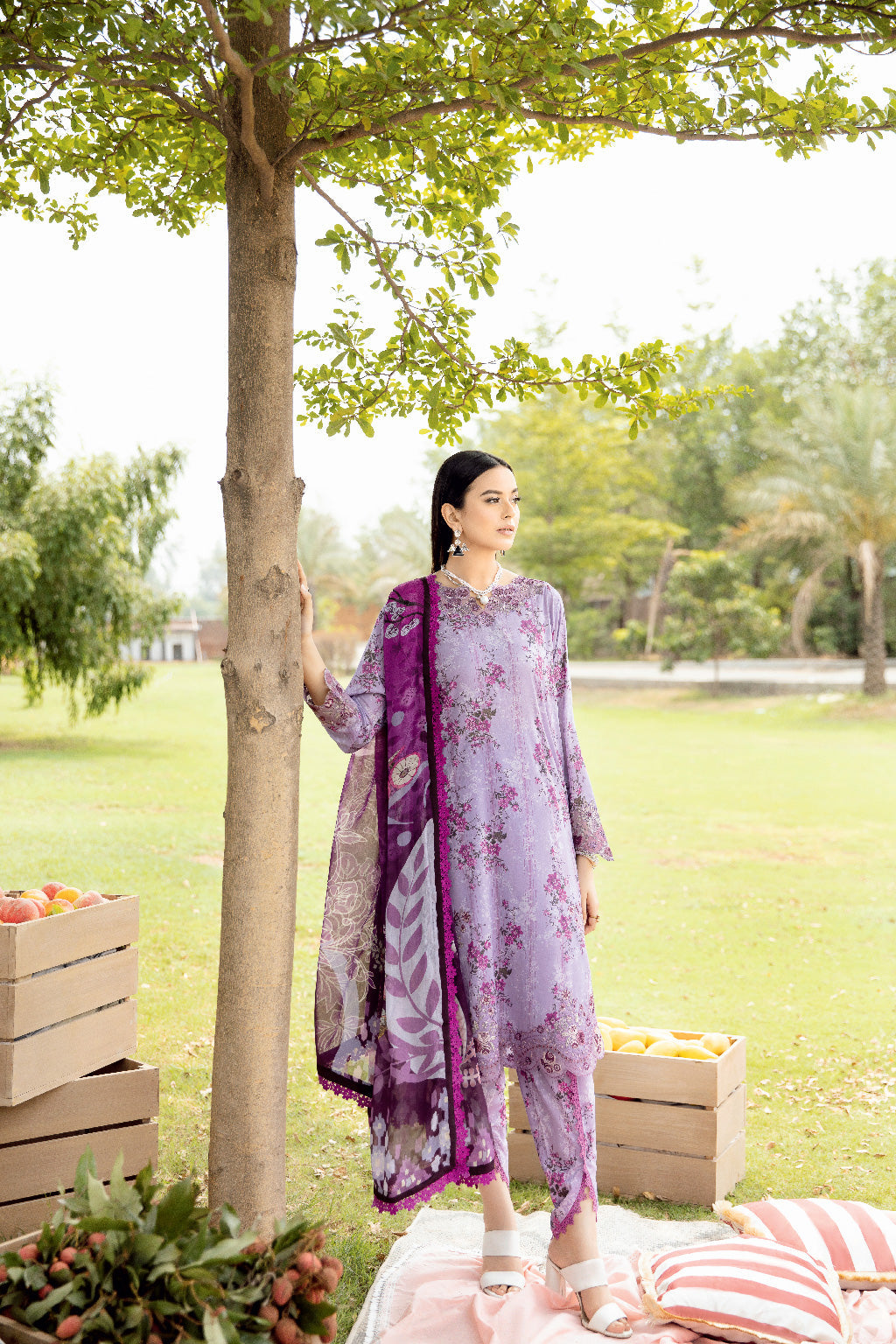 Ramsha 3 Piece Custom Stitched Suit - Purple - LB28937