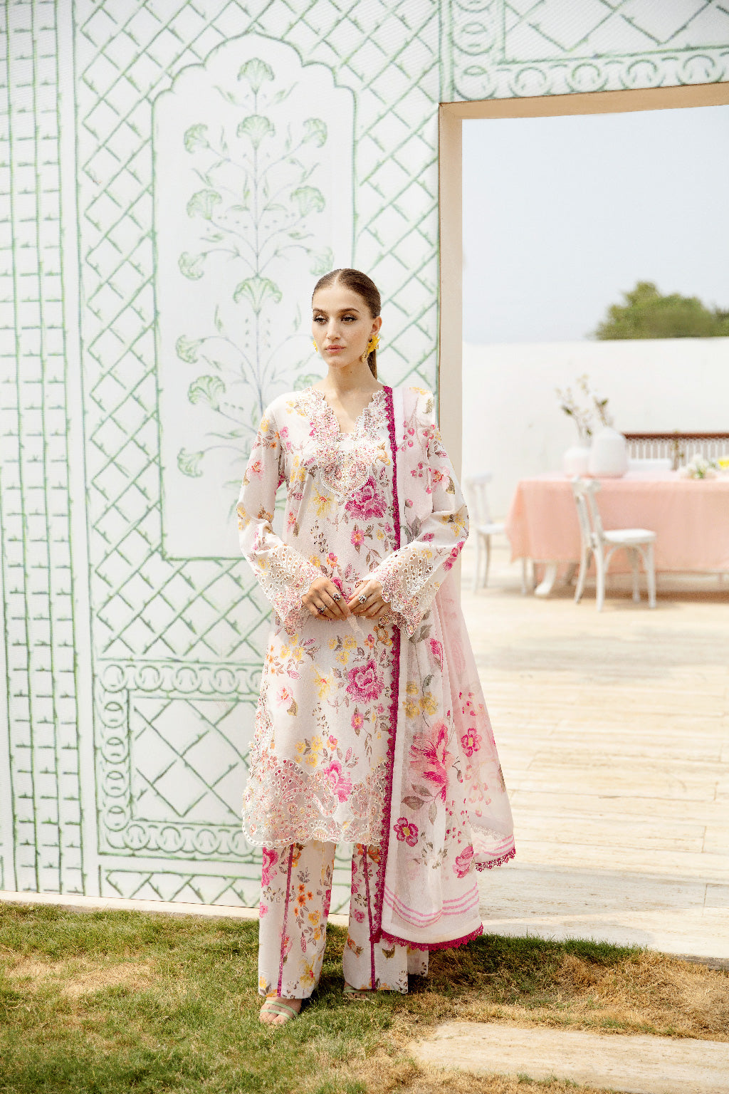 Ramsha 3 Piece Custom Stitched Suit - Beige - LB289368