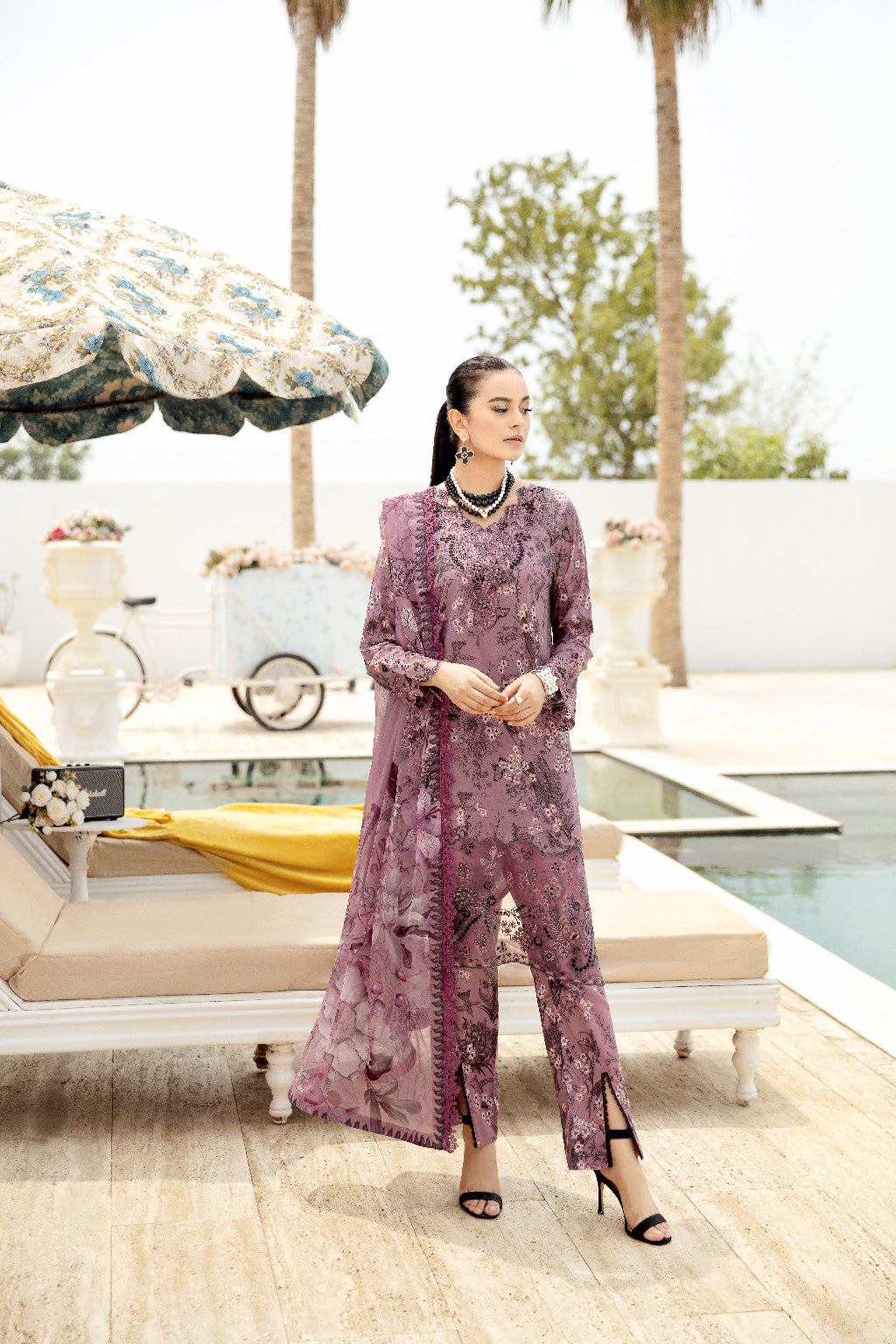 Ramsha 3 Piece Custom Stitched Suit - Purple - LB289367