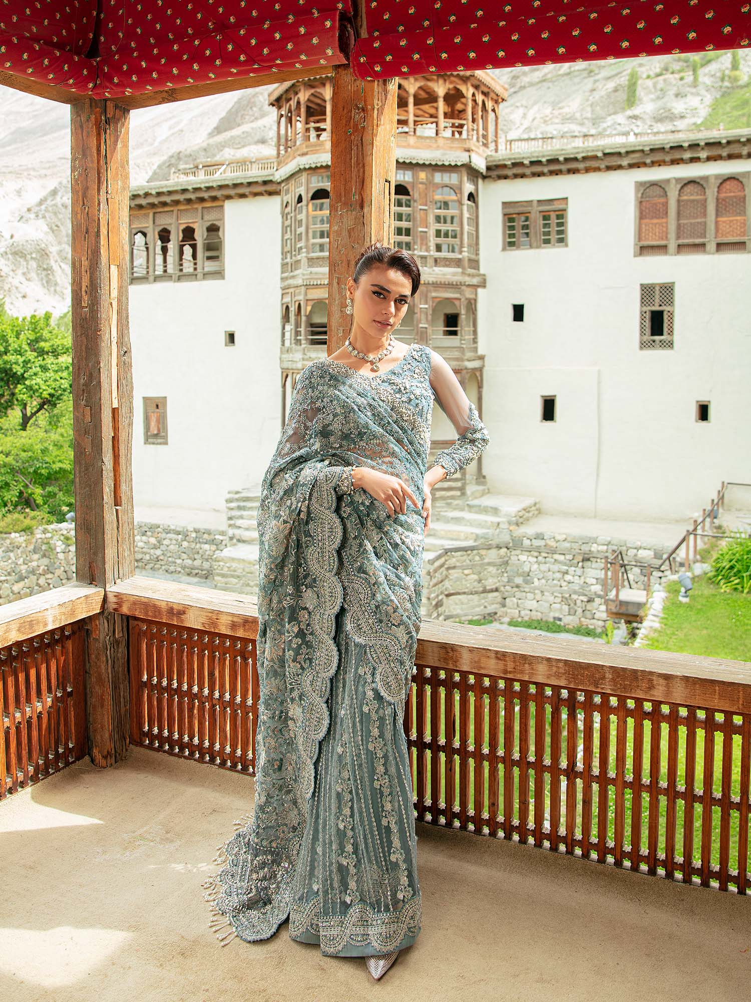 Maryam Hussain 2 Piece Custom Stitched Suit - Blue - LB28270