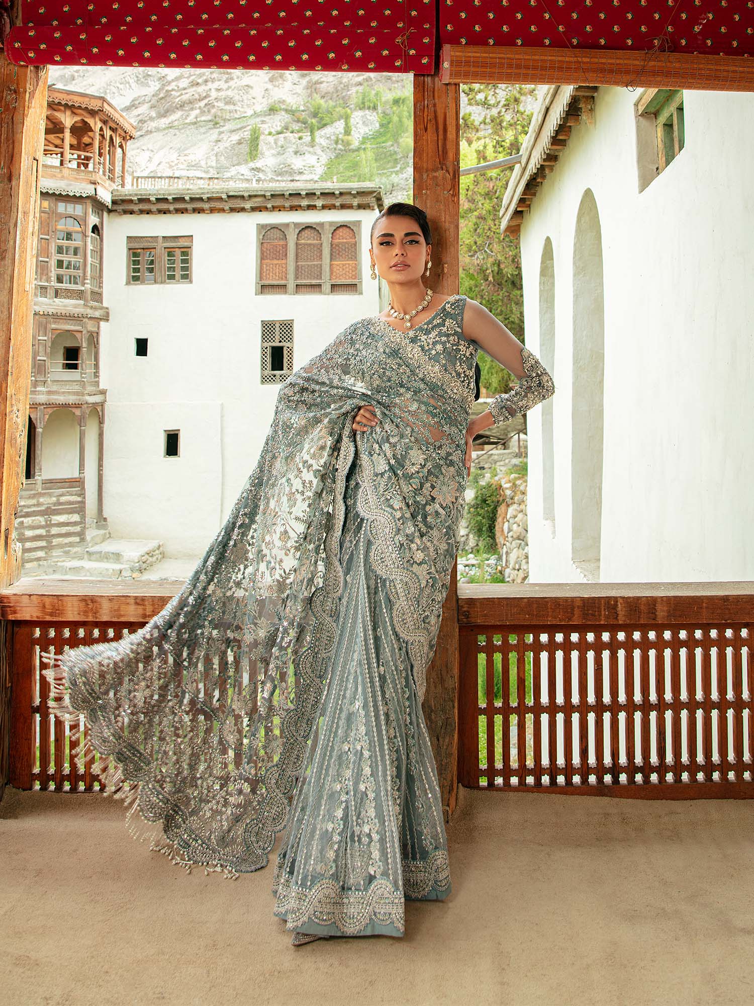 Maryam Hussain 2 Piece Custom Stitched Suit - Blue - LB28270