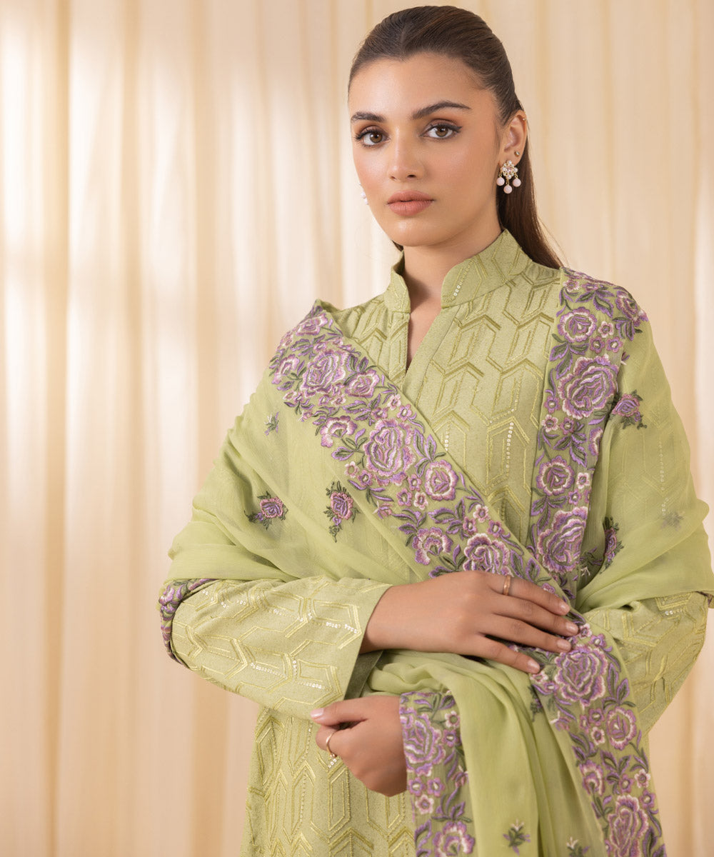 Sapphire 3 Piece Custom Stitched Suit - Green - LB289209