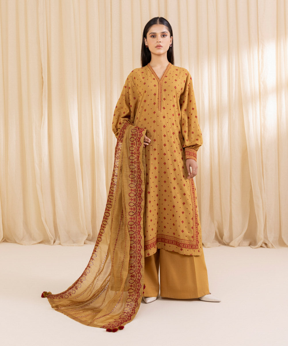 Sapphire 3 Piece Custom Stitched Suit - Mustard - LB289208