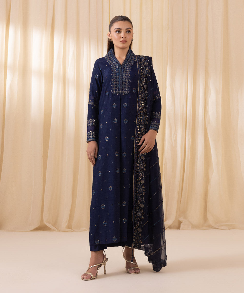 Sapphire 3 Piece Custom Stitched Suit - Blue - LB289210