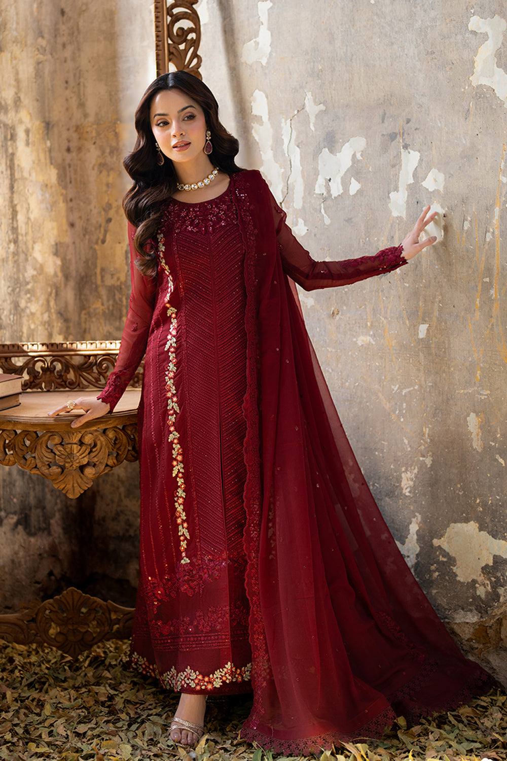 Azure 3 Piece Custom Stitched Suit - Maroon - LB289332