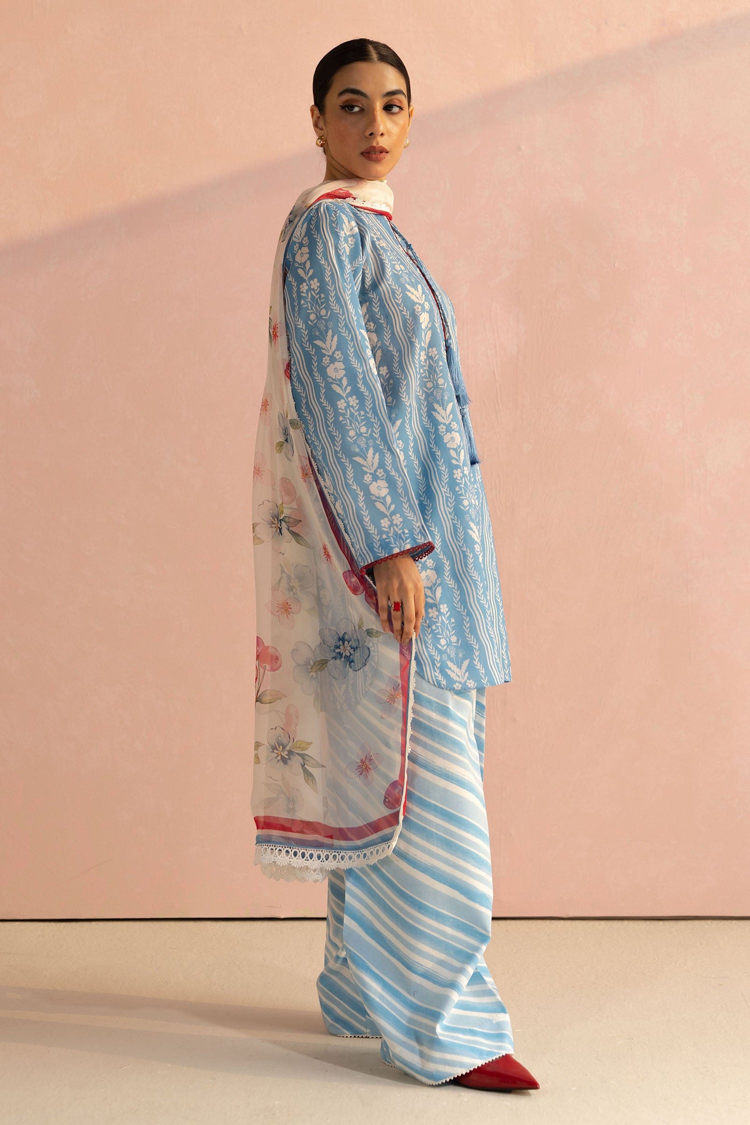 Zara Shahjahan 3 Piece Custom Stitched Suit - Blue - LB29090