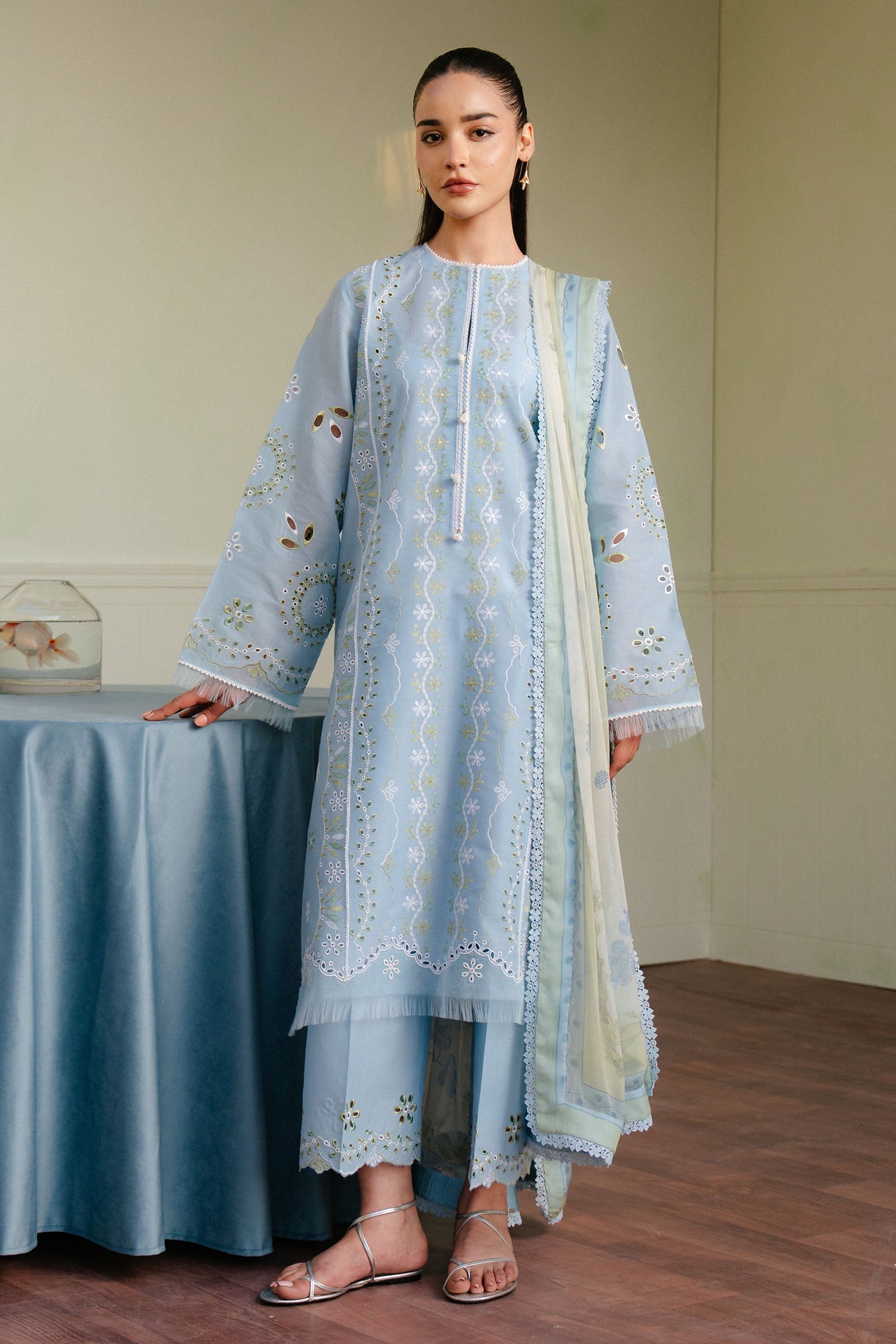 Zara Shahjahan 3 Piece Custom Stitched Suit - Blue - LB29514