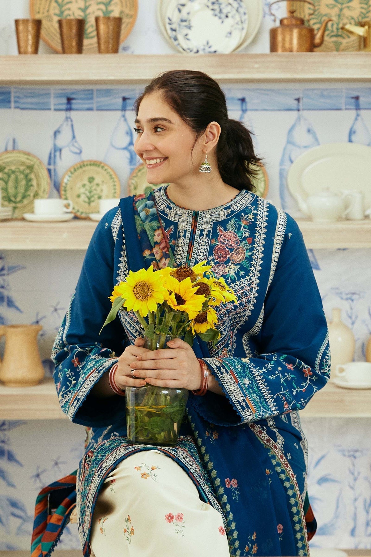 Zara Shahjahan 3 Piece Custom Stitched Suit - Blue - LB286720