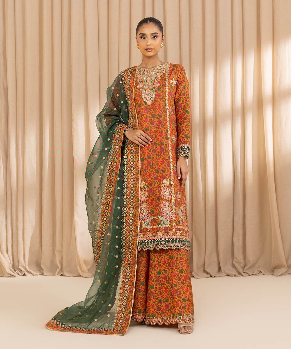 Sapphire 3 Piece Custom Stitched Suit - Orange - LB30170