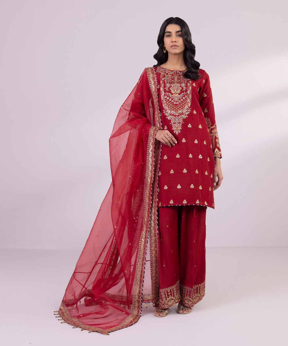 Sapphire 3 Piece Custom Stitched Suit - Red - LB287193