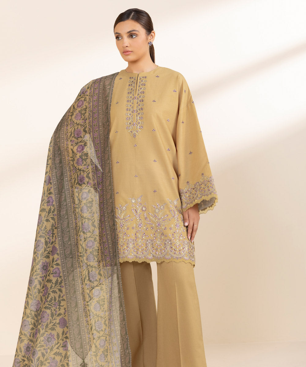 Sapphire 3 Piece Custom Stitched Suit - Beige - LB289241