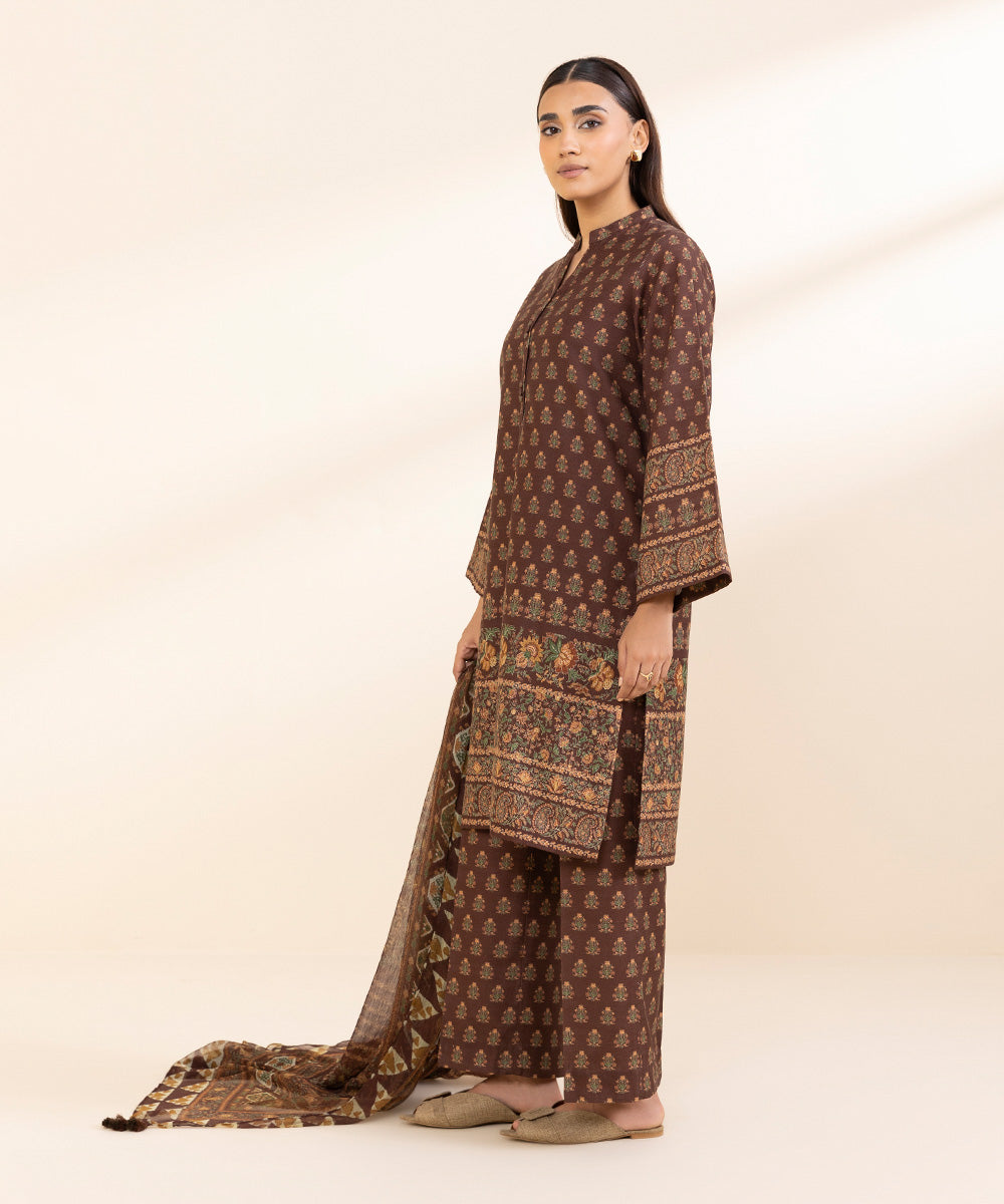 Sapphire 3 Piece Custom Stitched Suit - Brown - LB288628