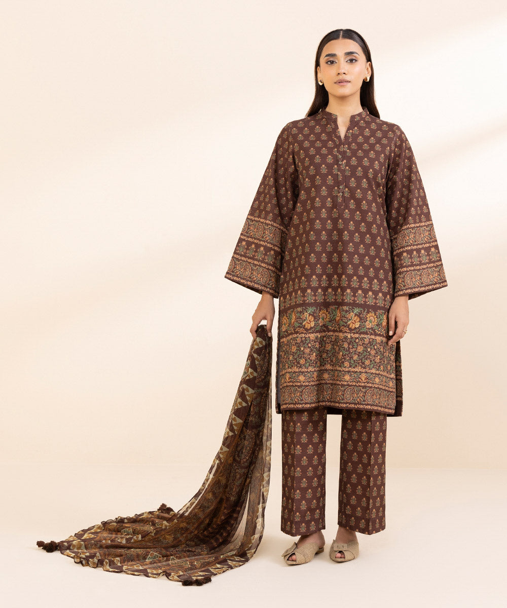 Libasco Sapphire 3 Piece Custom Stitched Suit - Brown - LB288628