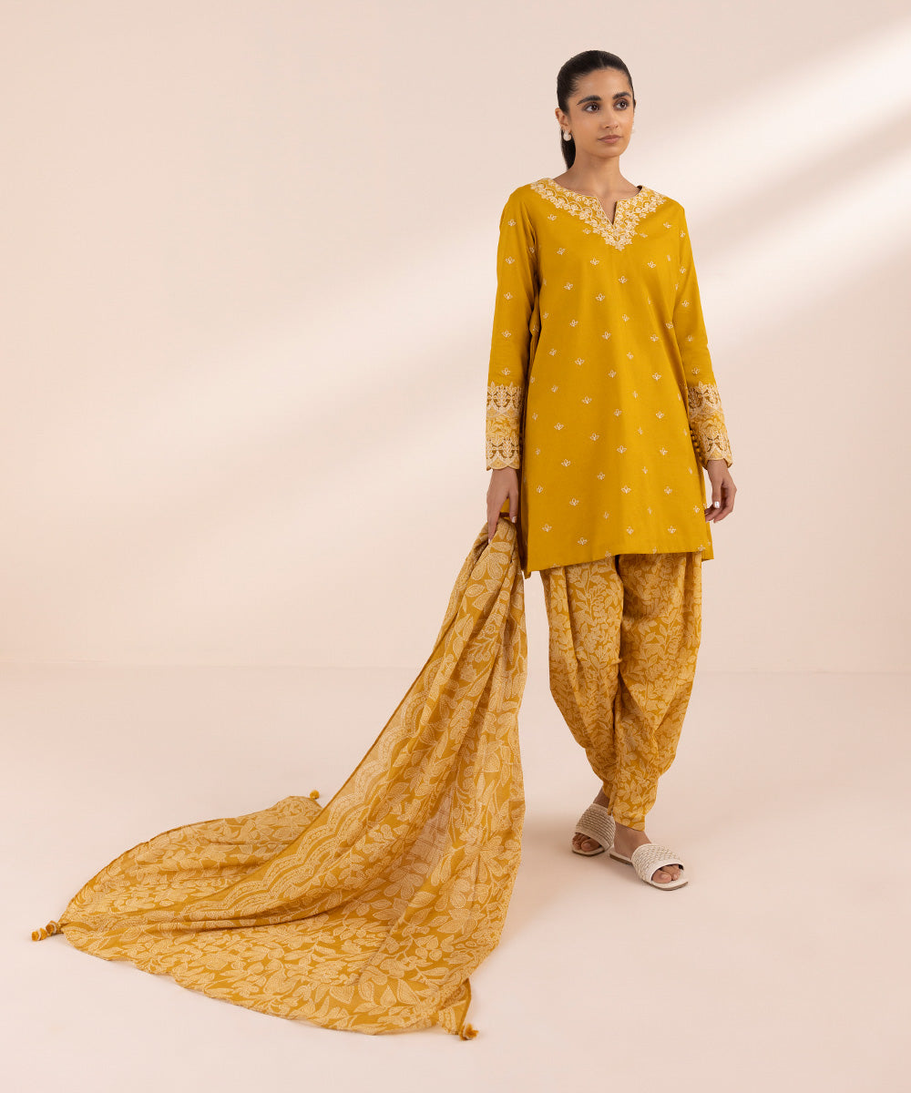 Sapphire 3 Piece Custom Stitched Suit - Yellow - LB287705