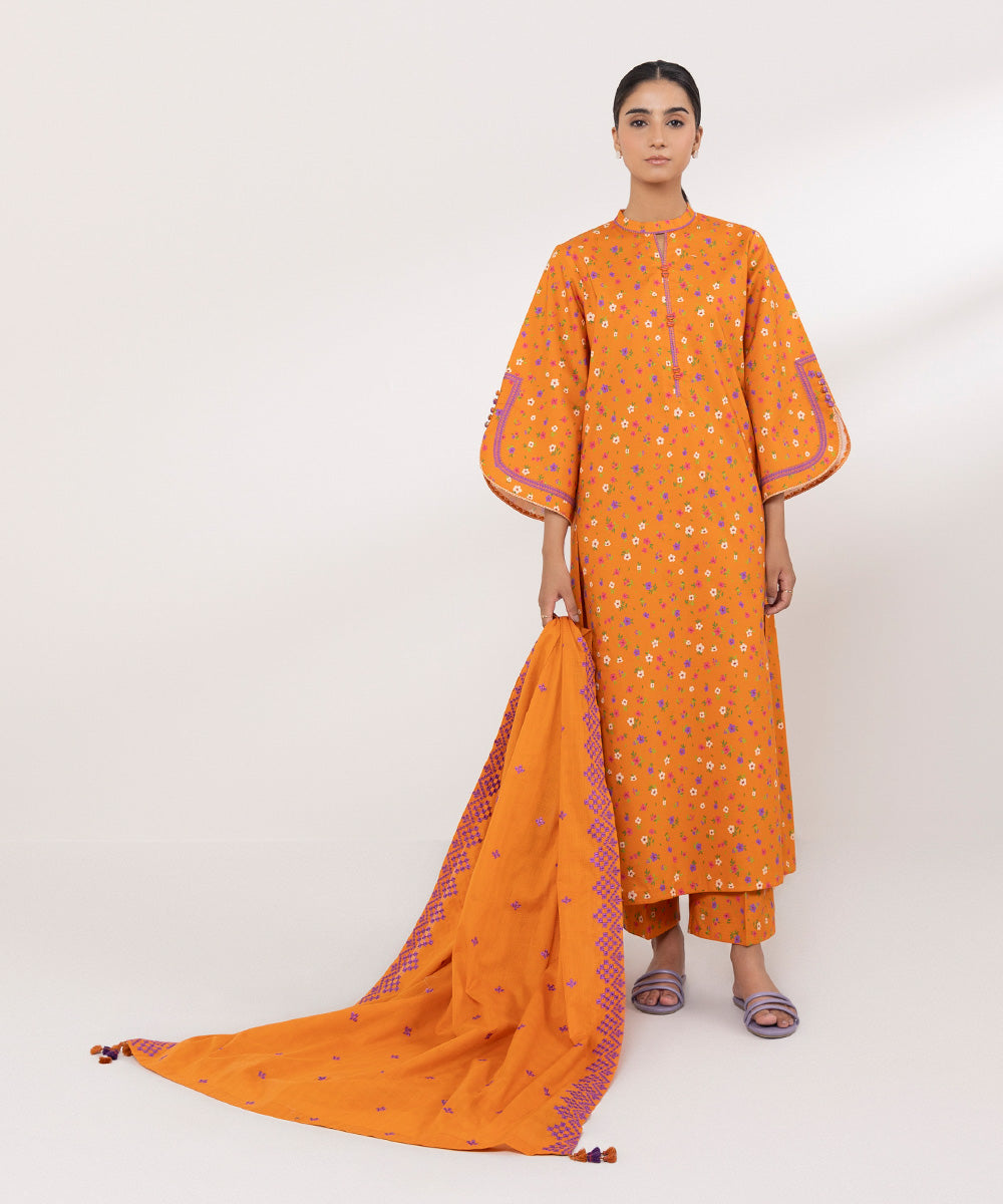 Sapphire 3 Piece Custom Stitched Suit - Orange - LB287646