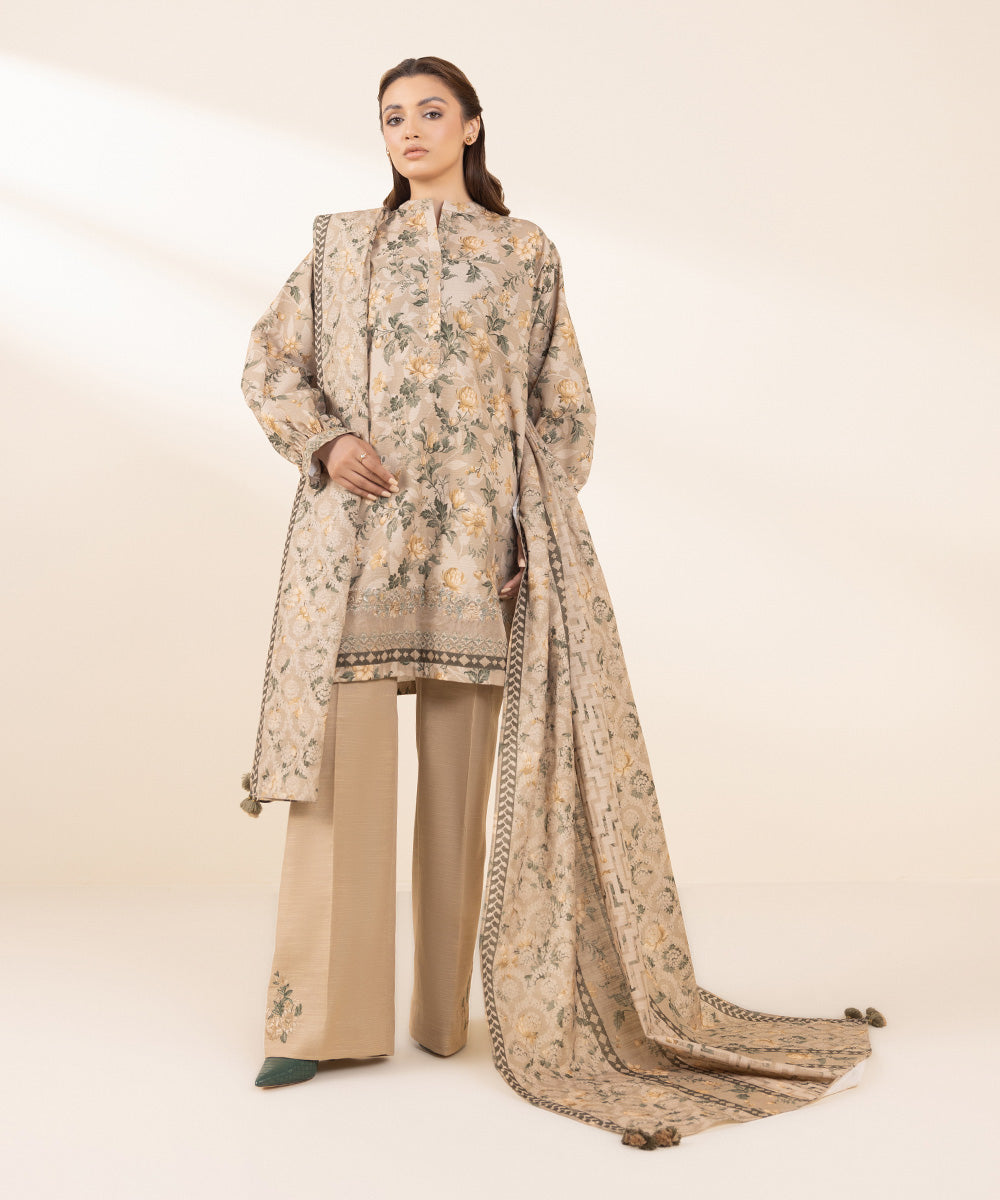 Libasco Sapphire 3 Piece Custom Stitched Suit - Beige - LB288566