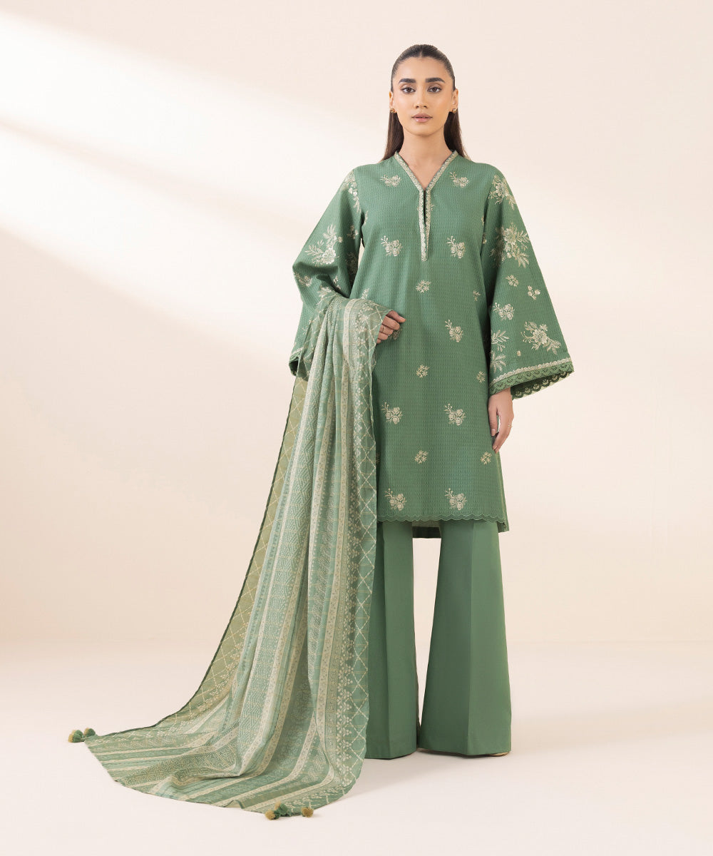 Sapphire 3 Piece Custom Stitched Suit - Green - LB289243