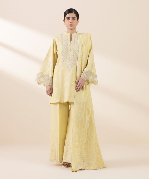 Sapphire 3 Piece Custom Stitched Suit - Yellow - LB29602