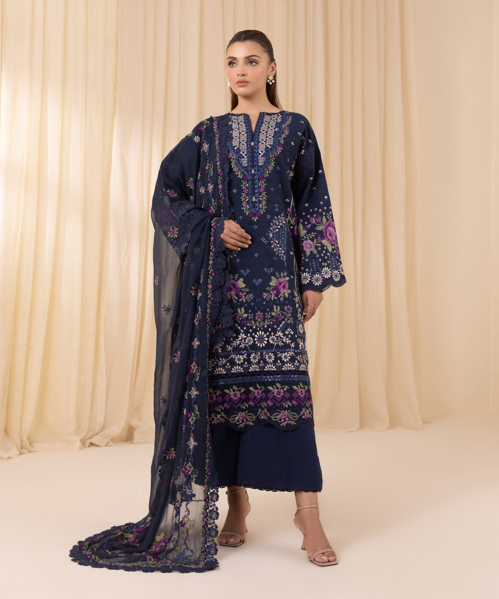 Sapphire 3 Piece Custom Stitched Suit - Blue - LB289202