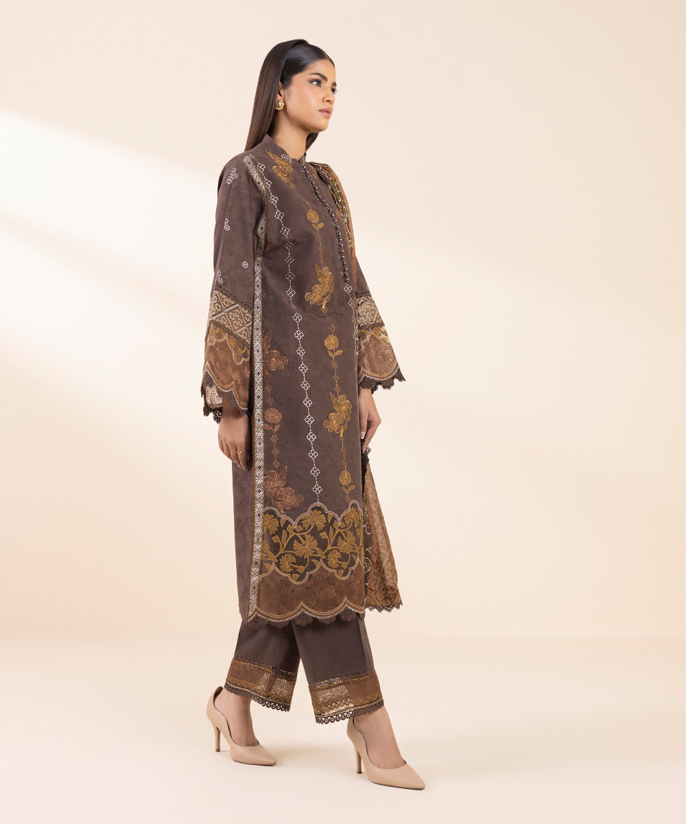 Sapphire 3 Piece Custom Stitched Suit - Brown - LB288629