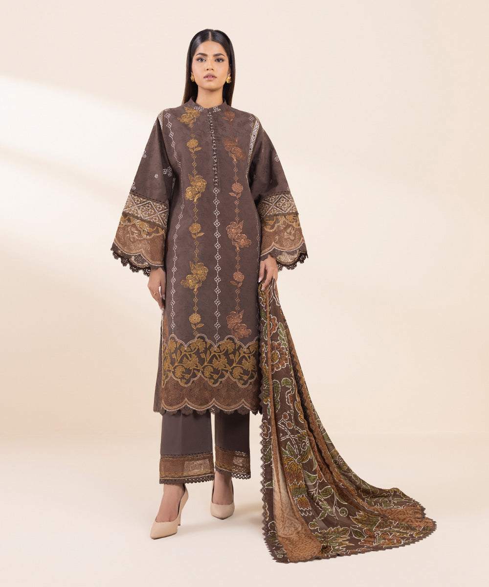 Libasco Sapphire 3 Piece Custom Stitched Suit - Brown - LB288629