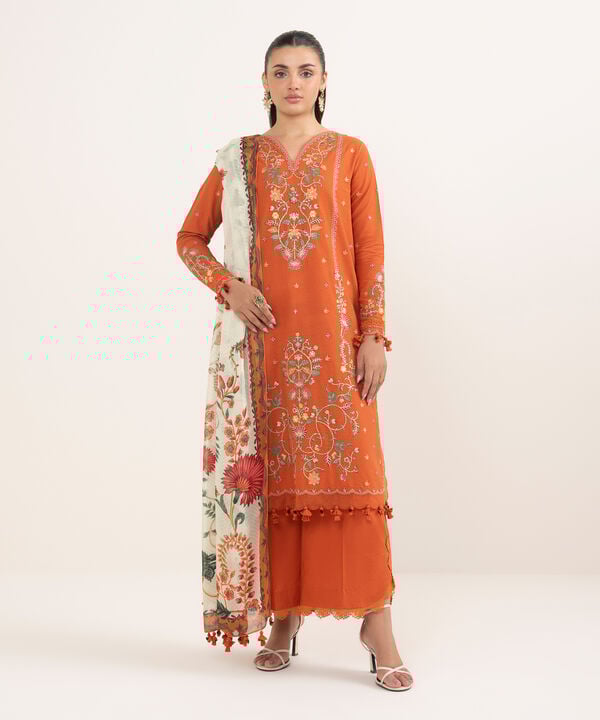 Sapphire 3 Piece Custom Stitched Suit - Orange - LB30815