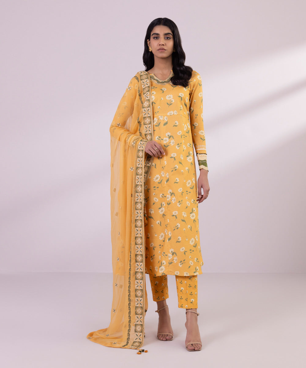 Sapphire 3 Piece Custom Stitched Suit - Yellow - LB287187