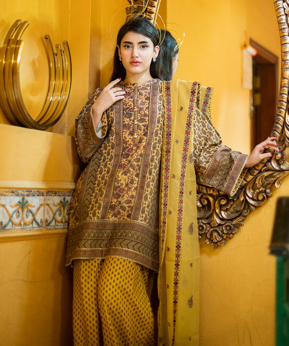 Sapphire 3 Piece Custom Stitched Suit - Mustard - LB288687