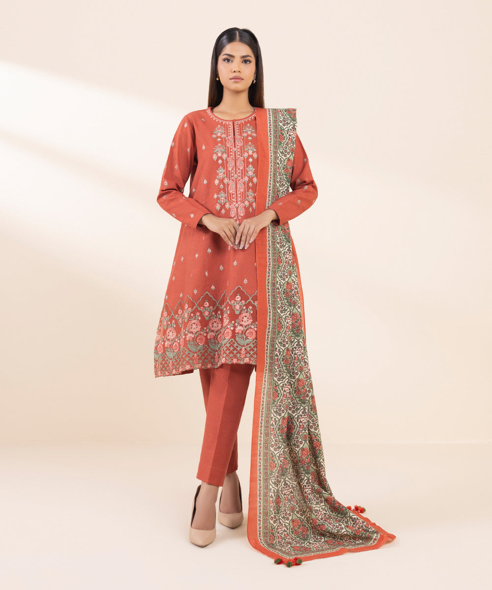 Sapphire 3 Piece Custom Stitched Suit - Orange - LB288698