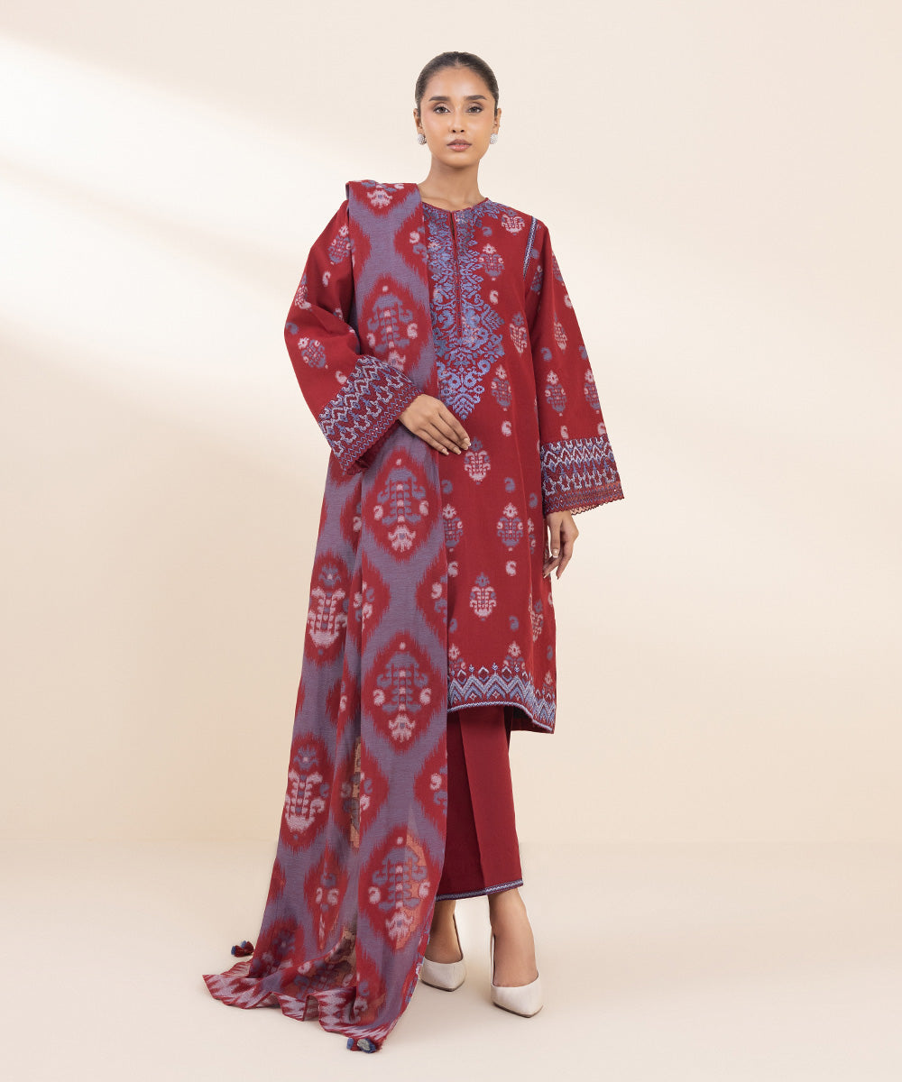 Libasco Sapphire 3 Piece Custom Stitched Suit - Red - LB288755