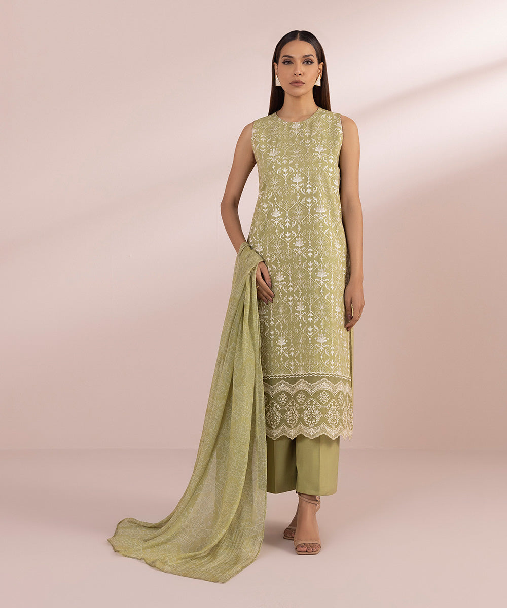 Sapphire 3 Piece Custom Stitched Suit - Green - LB287183