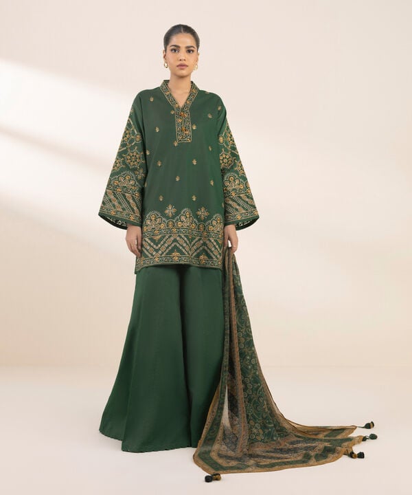 Sapphire 3 Piece Custom Stitched Suit - Green - LB29326