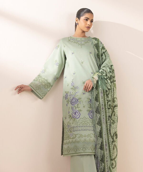 Sapphire 3 Piece Custom Stitched Suit - Green - LB29625