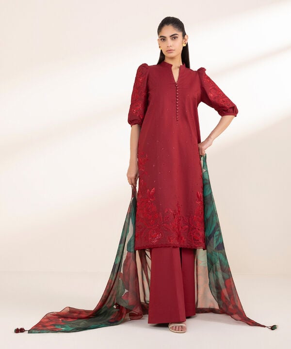 Sapphire 3 Piece Custom Stitched Suit - Red - LB29589