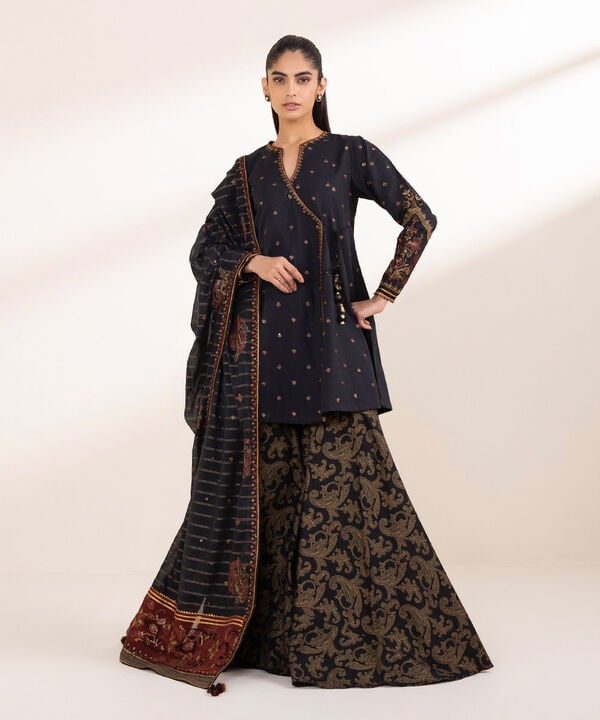 Sapphire 3 Piece Custom Stitched Suit - Black - LB29609