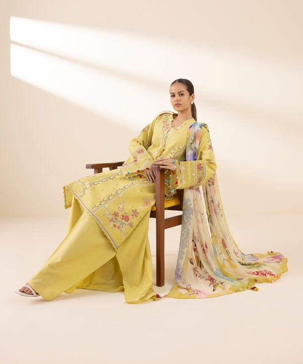 Sapphire 3 Piece Custom Stitched Suit - Yellow - LB30596